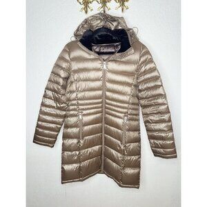 Andrew Marc Dk Tan Lightweight Premium Down Packable Puffer Jacket Medium X1